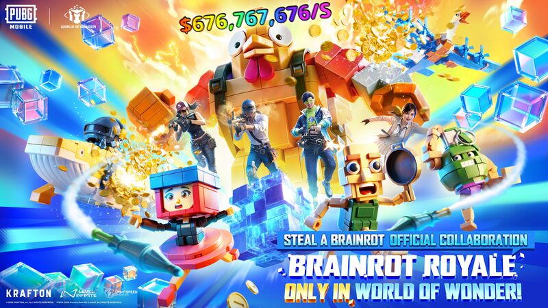 Brainrot Royale: мемные персонажи врываются в PUBG MOBILE World of Wonder